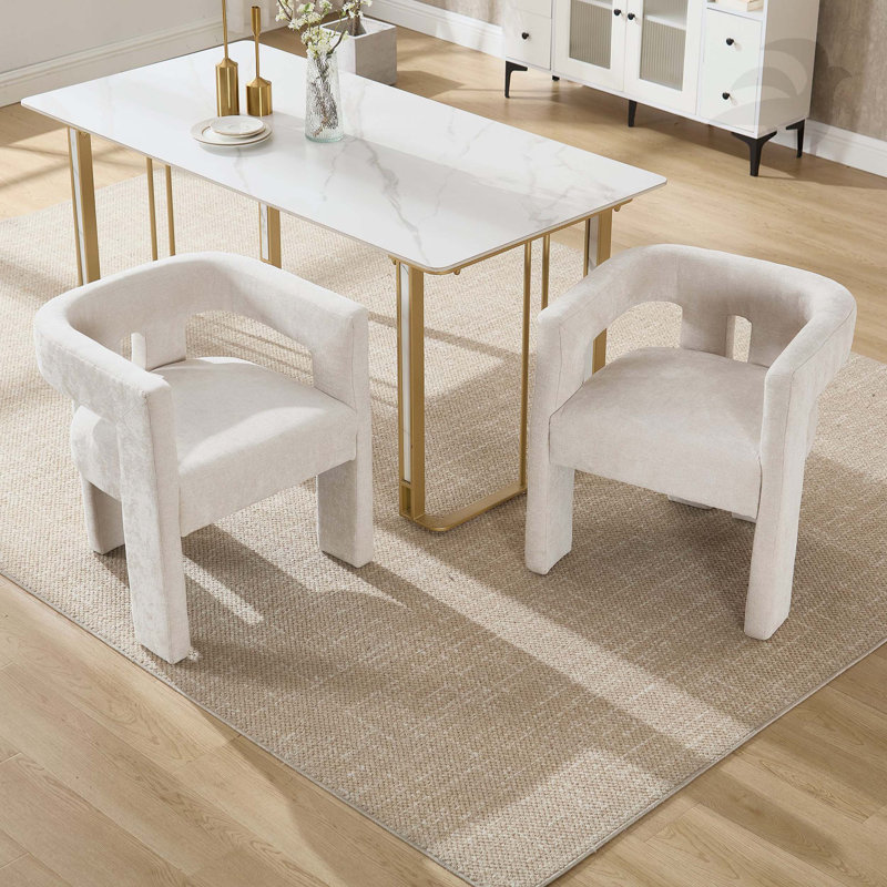 Chaise de salle à manger avec accoudoirs et chaises d'appoint de style contemporain rembourrées en tissu pour salon 2PC / ENSEMBLE