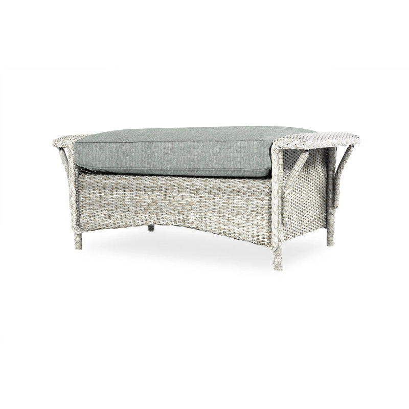 Nantucket Outdoor Ottoman, Canvas Black Sunbrella® Canvas, Antique White