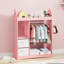 Kids Dress up Rack-Wardrobe Closet with Mirror, Open Kids Wardrobe with 3 Tier Shelf, 2 Storage Drawers-313156523