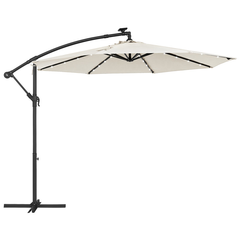 Piqua 300cm Lighted Market Parasol, Off-White