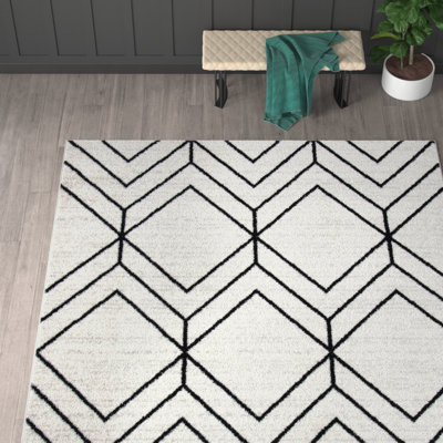 Cargian Geometric Light Gray/Black Area Rug