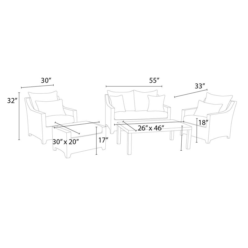 Deco Outdoor 5 - Piece Conversation Set, Canvas Heather Beige Sunbrella® Canvas