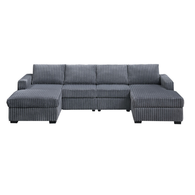 3Pc U-Shaped Sectional Set Cushion Back Armless Chairs Right Arm And Left Arm Chaise Primary Living Room Comfortable For 4 People