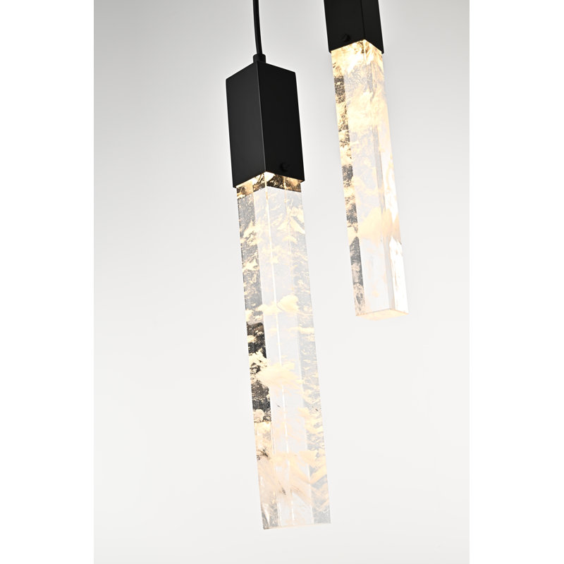  Lustre Aurora, H 19 po x l 24 po x P 24 po, 9, Noir et transparent