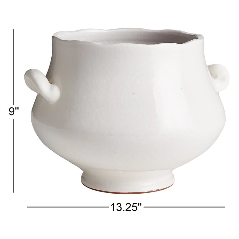 Wellon Handmade Ceramic Planter, 9" H x 13.25" W x 11.75" D