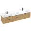 Meuble-lavabo cannelé en chêne doré 84 po avec lavabo intégré et quincaillerie noire 84 po