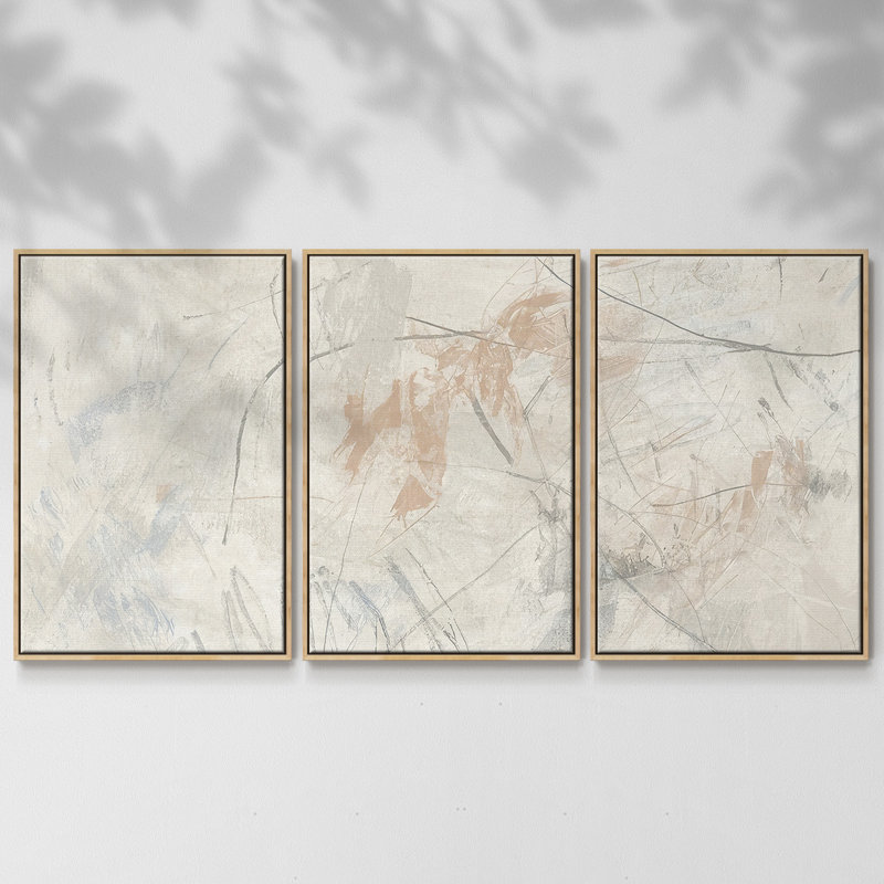 Terre Cotta Trace II - Toile encadrée multi-pièces, H 40 po x l 78 po, Encadré naturel