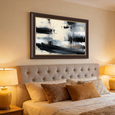 Art mural antique sur toile encadré doré pour le salon, la chambre à coucher, le bureau ou le vestibule - décoration murale décorative avec expression abstraite
