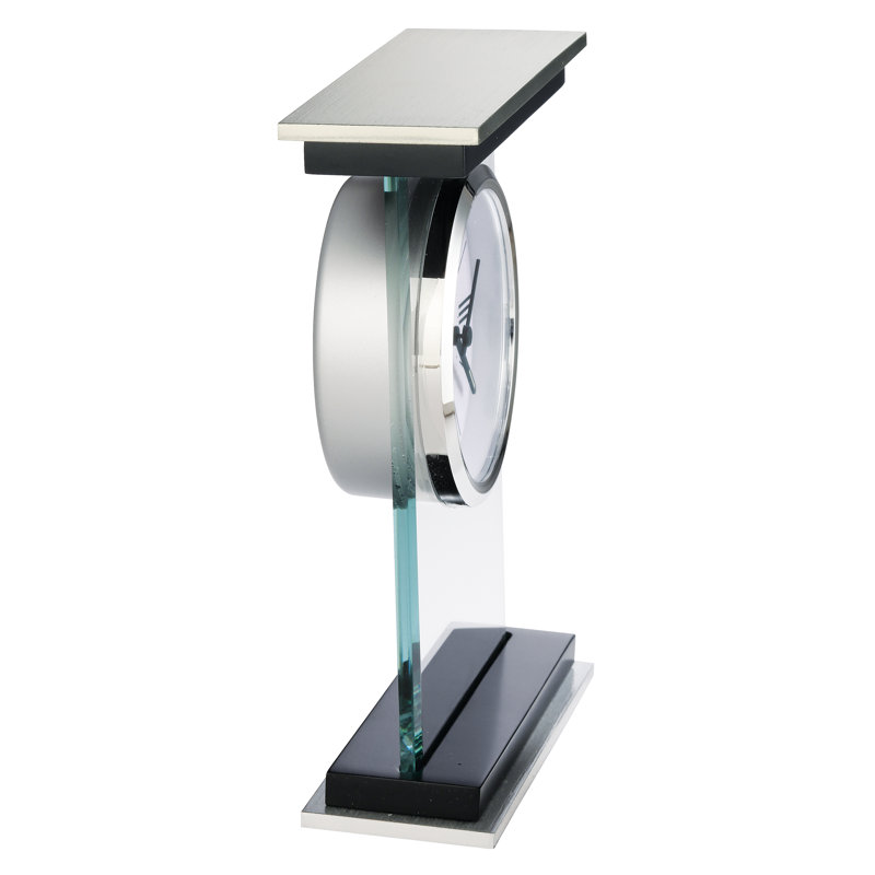 Bryant Analog Quartz Alarm Tabletop Clock in White/Black/Silver