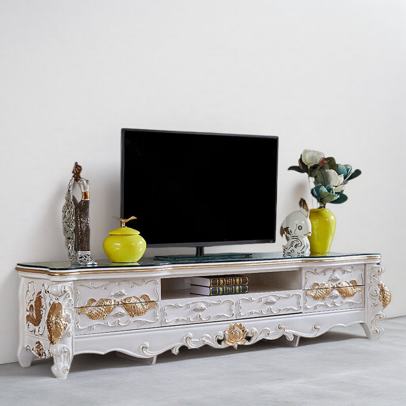 Meuble télé blanc Creative, H 21,65 po x L 94,49 po x l 20,87 po