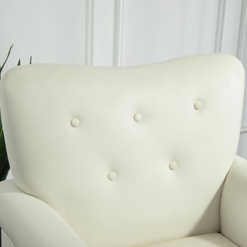Fauteuil à oreilles Mid-Century, Ivory