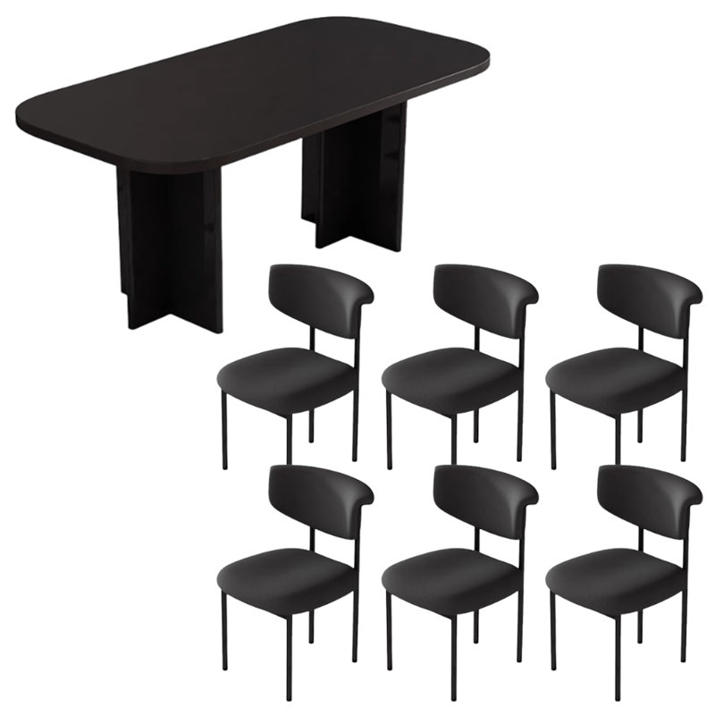 Ensemble de table de salle à manger moderne, simple et pratique, Noir, noir, noir, noir, Noir, noir, noir, noir