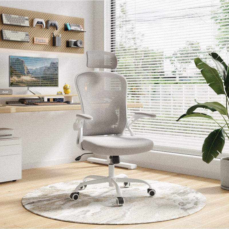 High Back Ergonomic Mesh Office Chair, White/Grey