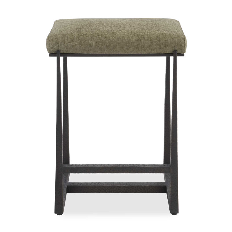 Uttermost Midas Bronze Counter Stool, Gray Seat/ Black Frame 