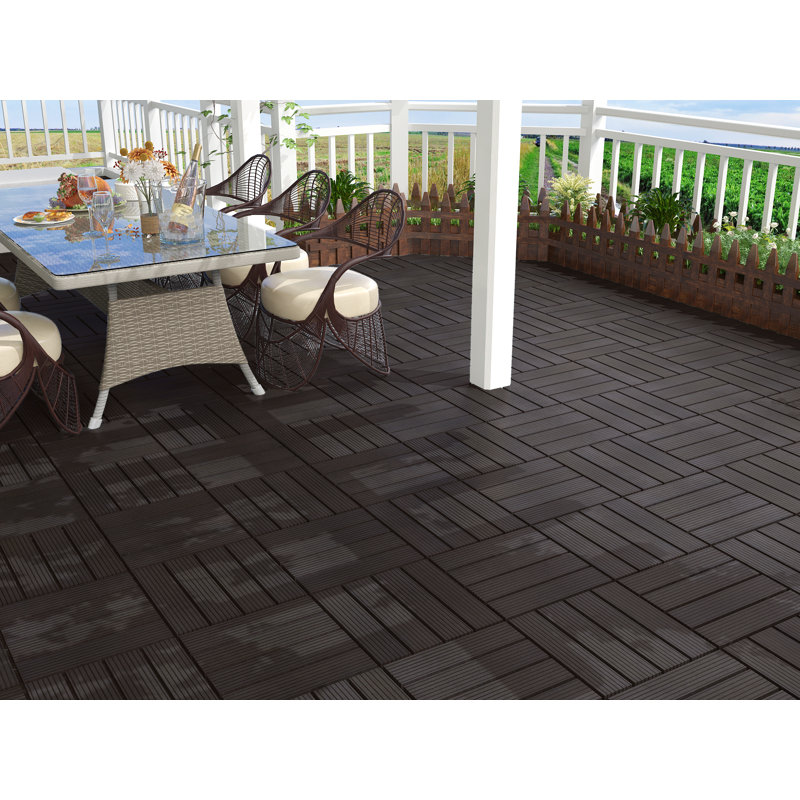 Carrelage de terrasse en bambou et en bois noir 12 po x 12 po naturesort