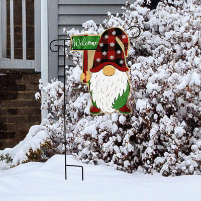 Holiday Gnome Burlap Christmas Garden Flag