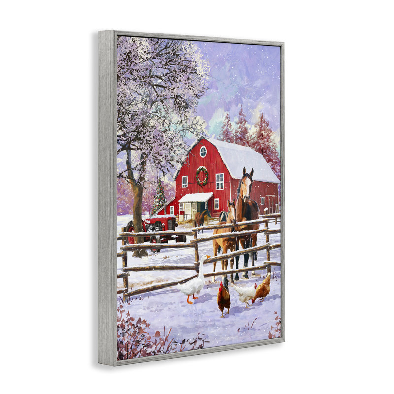 Winter Farm Scene, estampe numérique encadrée par Pip Wilson, Estampe numérique Farmhouse, H 24 po x l 16 po