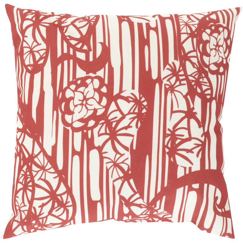 Mizu Indoor/Outdoor Throw Pillow, Red\Neutral, 20" H x 20" W x 4" D