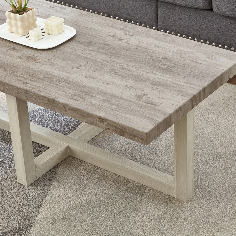 Ensemble de table basse Luno 3 pièces, Chêne pâle / blanc, Bois