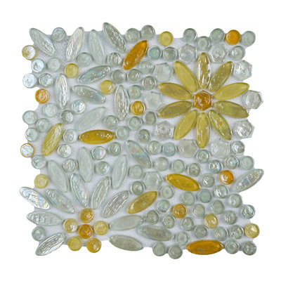 Carreau de mosaïque en verre à motif floral - tuile décorative murale et dosseret