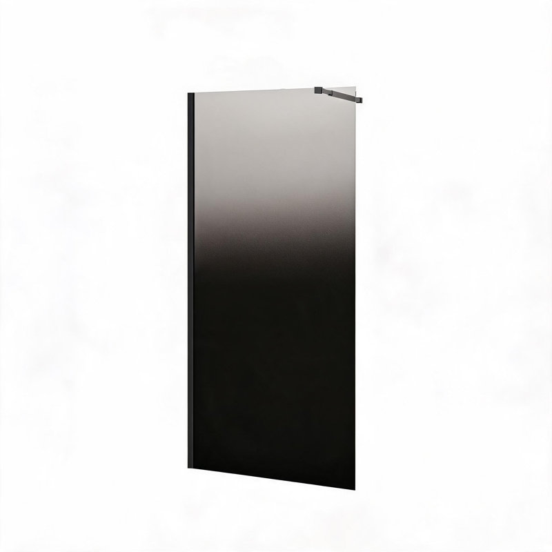 Porte de douche en verre trempé noir de 34 pouces avec tringle en acier inoxydable pour douche à l'italienne