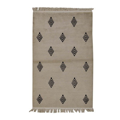 Tapis brun / noir en laine noué à la main de conception unique et de qualité supérieure de 3 pi 3 po x 5 pi 2 po