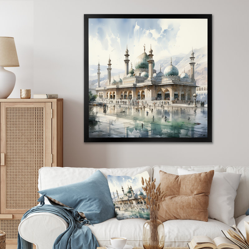 «Mosquée» - Mosquée, Cadre simple noir, H 30 po x l 30 po x P 1,5 po