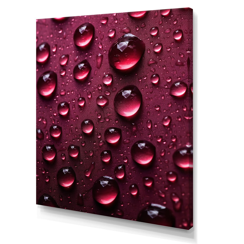 " Red Rose With Raindrops XVII ", Wrapped Canvas, 44" H x 34" W x 1.5" D