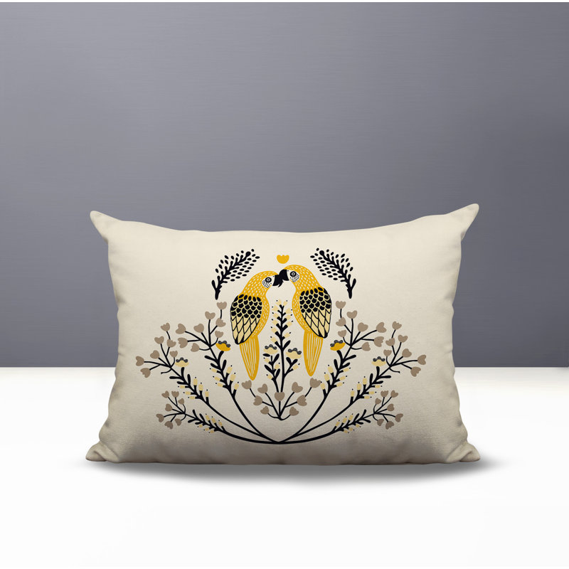 Coussin lombaire réversible intérieur / extérieur Jimi Parrot, Jaune, Rectangulaire H 14 po x l 20 po