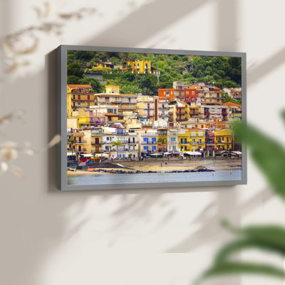 Italian Beach Village -Framed Print - Restickable