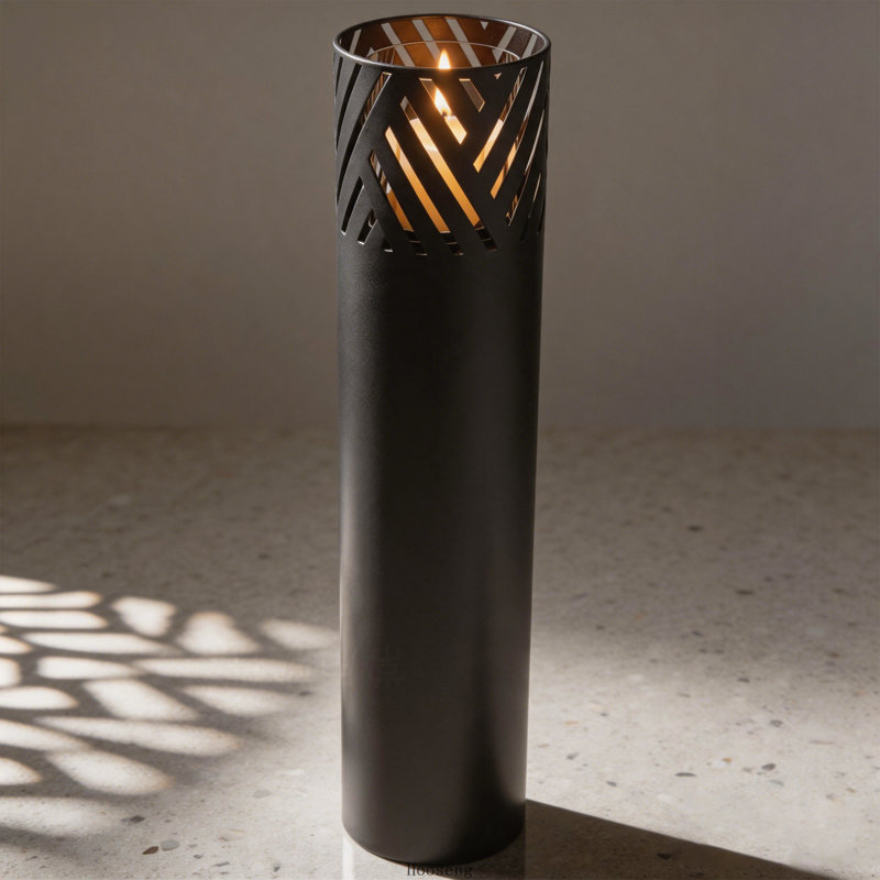 Ensemble de 2 colonnes de lanternes décoratives noires de style industriel pour l'extérieur et l'intérieur, 37,5 et 29,5 pouces