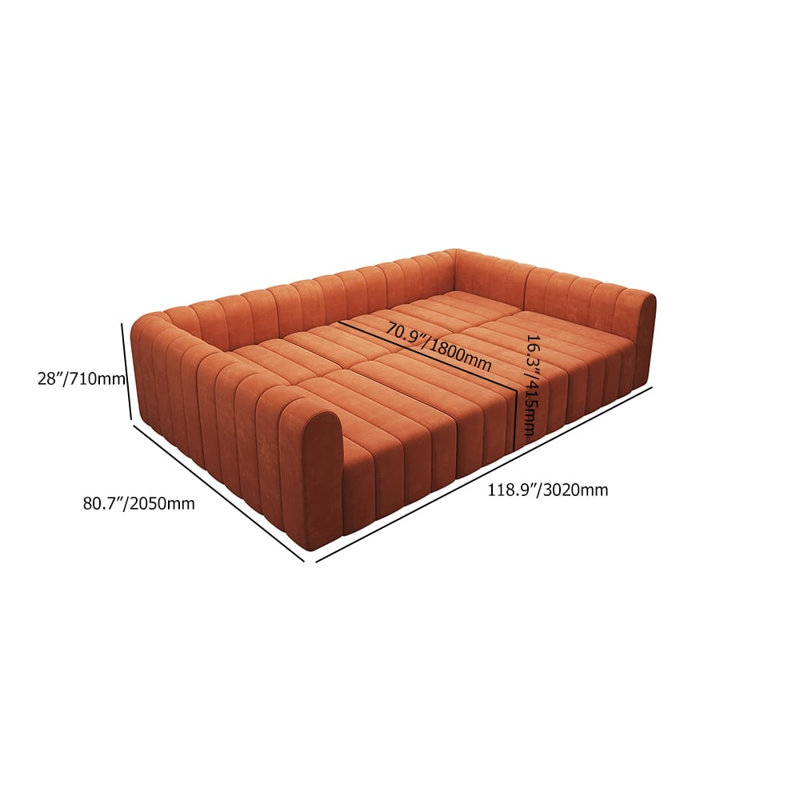 Canapé modulaire 118,6 po en velours modulaire à 118 places, Orange
