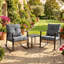Ensemble bistro en rotin 3 pièces, table basse à 2 niveaux et coussins épais, ensemble de conversation pour patio toutes saisons pour jardin, balcon, gris