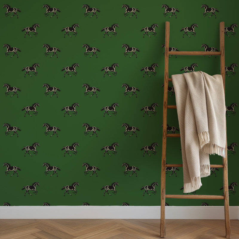 Thoroughbred - Wallpaper, Non-Pasted, Faux Grasscloth, Green