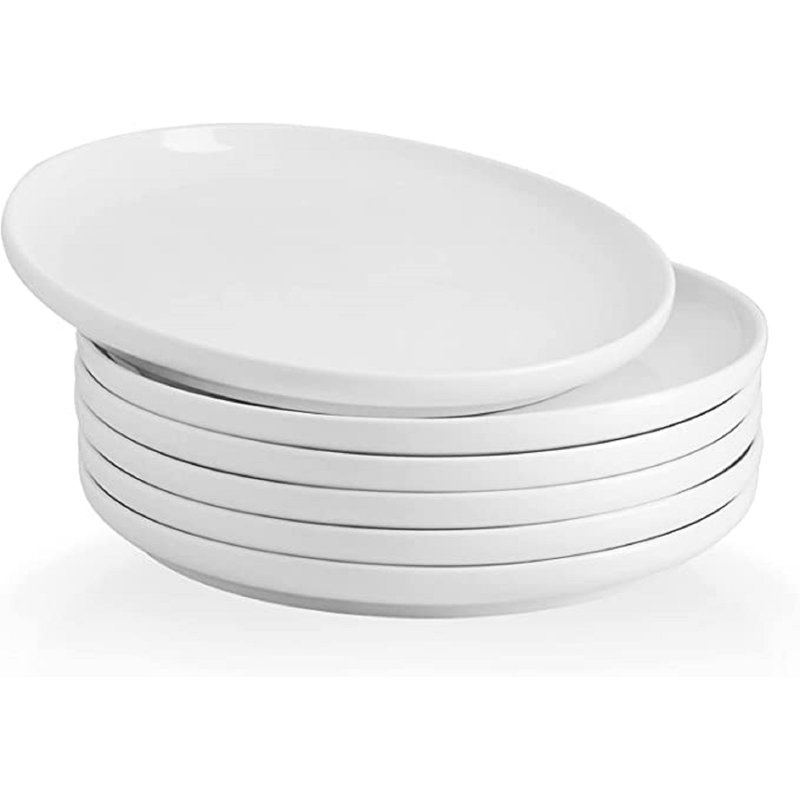 Assiettes plates en porcelaine - 10 po - ensemble de 6 assiettes blanches, allant au micro-ondes et au lave-vaisselle