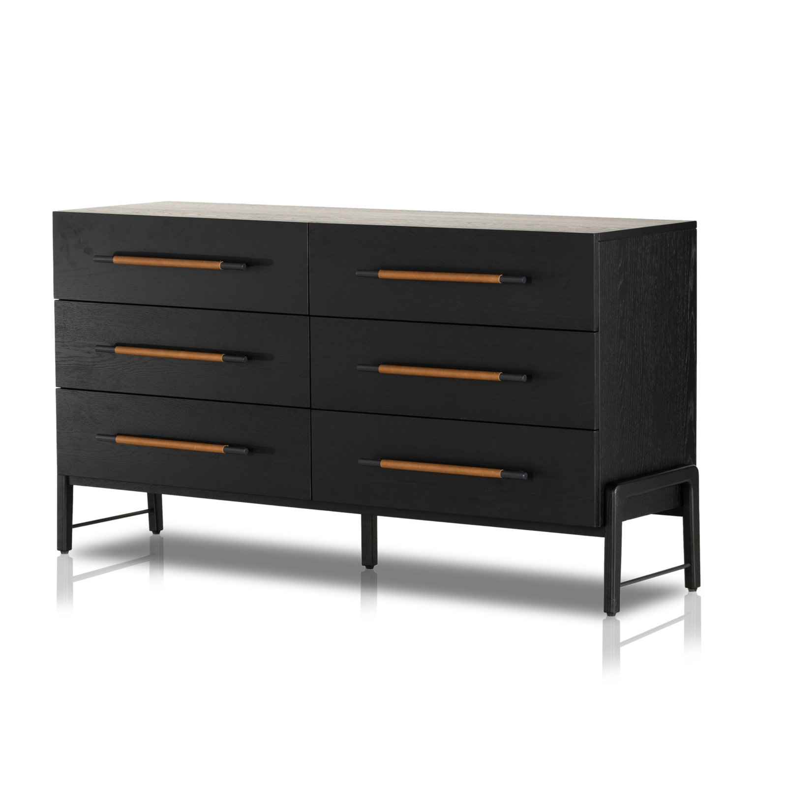 Karsten 6 Drawer 62.5" W Double Dresser, Ebony Oak