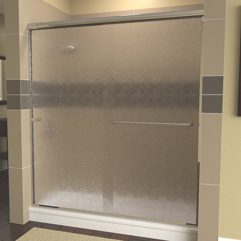 Ese 56" W x 80" H Bypass Semi-Frameless Shower Door, Left Opening, Polished Chrome