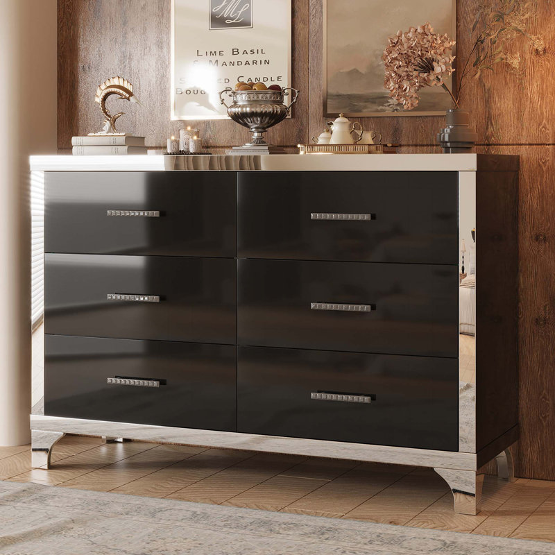 6 - Drawer Double Dresser, Black