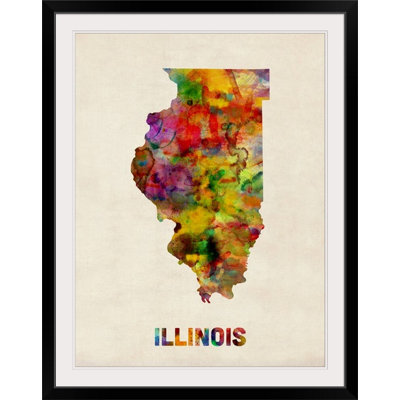 Francy «Illinois Watercolor Map» par Abarca, impression