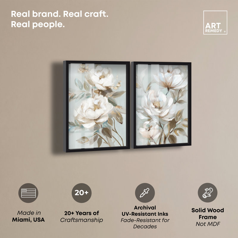 «Light Beauty», ensemble d'ombre à fleurs par Art Remedy, H 17 po x l 24 po, Noir