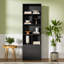 Bibliothèque de 71 po de hauteur avec 6 cubes et 2 portes, bibliothèque à 4 niveaux, bibliothèque ouverte avec armoire, rangement à cubes moderne pour le salon et le bureau, noir-824405480