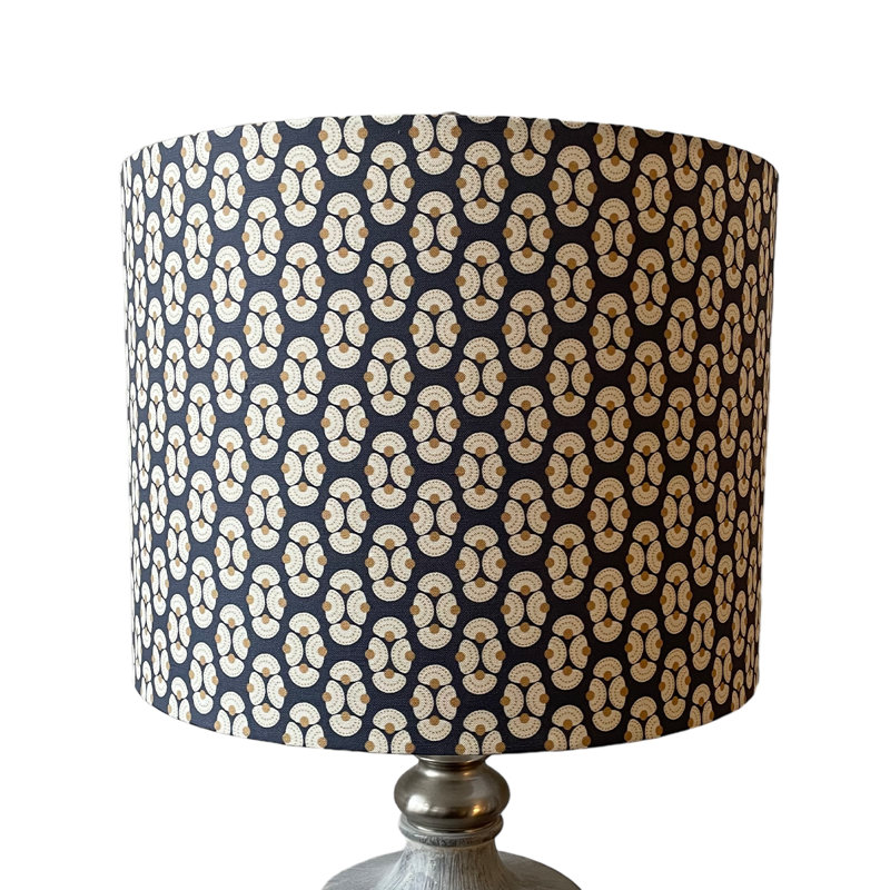 Armada Drum Lampshade, Navy;White, 12" H x 16" W x 16" D