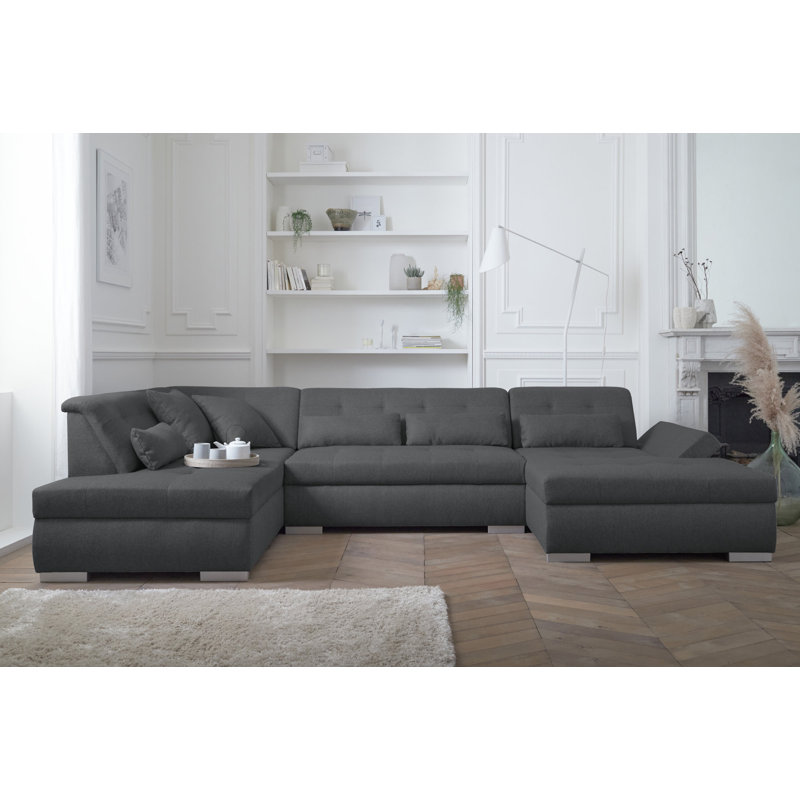 Vermont 7 Seater Corner Sectional, Left Hand Facing, Dark Grey