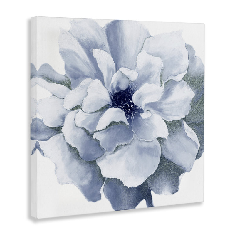 «Blue Radiant Bloom», art mural sur toile par Withaar, H 17 po x l 17 po