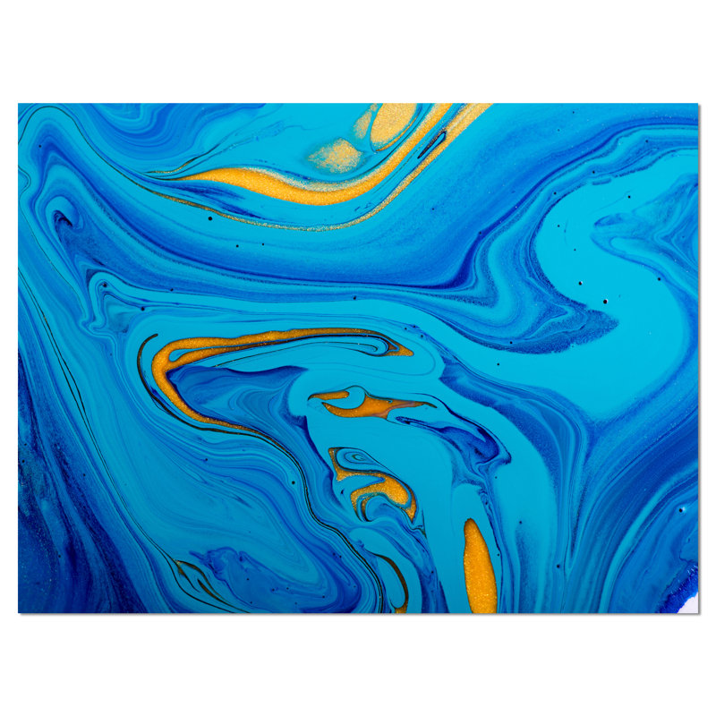 « abstract blue », mélange abstrait de peinture à l’acrylique, impression sur toile tendue, H 30 po x l 40 po x P 1 po