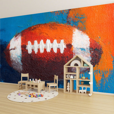 Peel and Stick Wallpaper Graffiti Football Rugby Sport Colorful American Football Wall Murals 100"H x 144"W Removable PVC Wall Paper Self-Adhesive Wall Decor for Bedroom Living Room  Boys Room