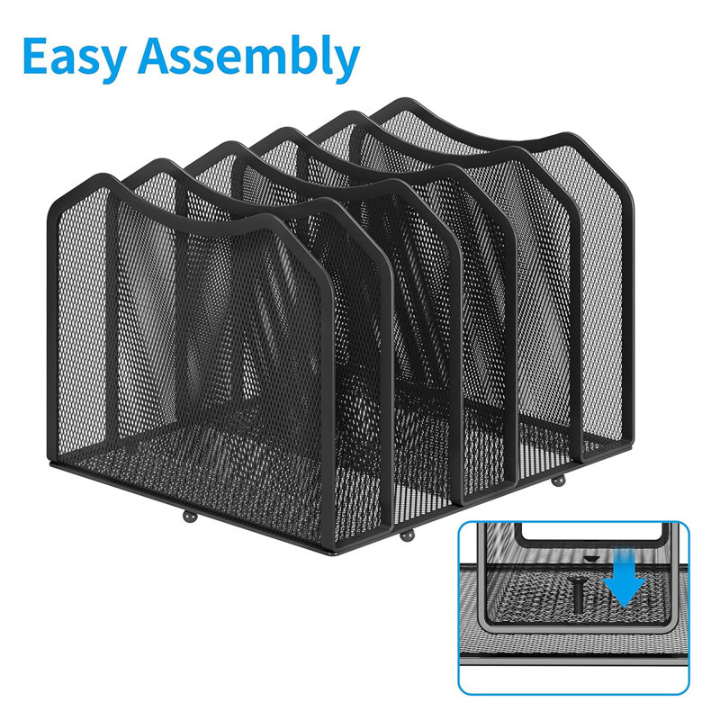 Black 2 Pack Mesh 5-Section Desktop File Sorters