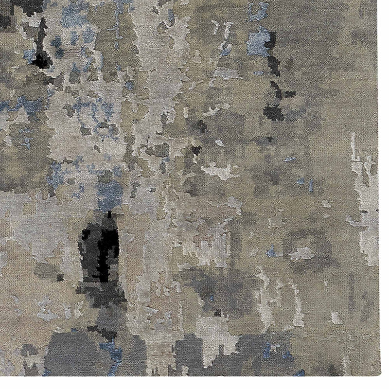 Dakston Hand-Knotted Wool Cerulean Blue Area Rug, Rectangle 9' x 12'