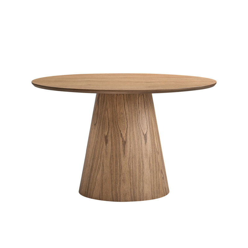 (Table seulement) Table de salle à manger ronde en bois aggloméré de style moderne de 47,24 po pour cuisine, salon, café, bureau de loisirs élégant avec base cylindrique robuste, pour petits espaces, appartement