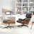 Mid Century Leather Swivel Lounge Chair With Ottoman Solid Wood Frame-1891638907